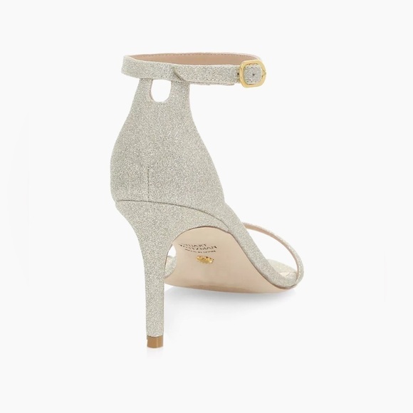 Stuart Weitzman Nudistcurve Glitter High-Heel Sandals Gold Size 11 - Picture 5 of 8